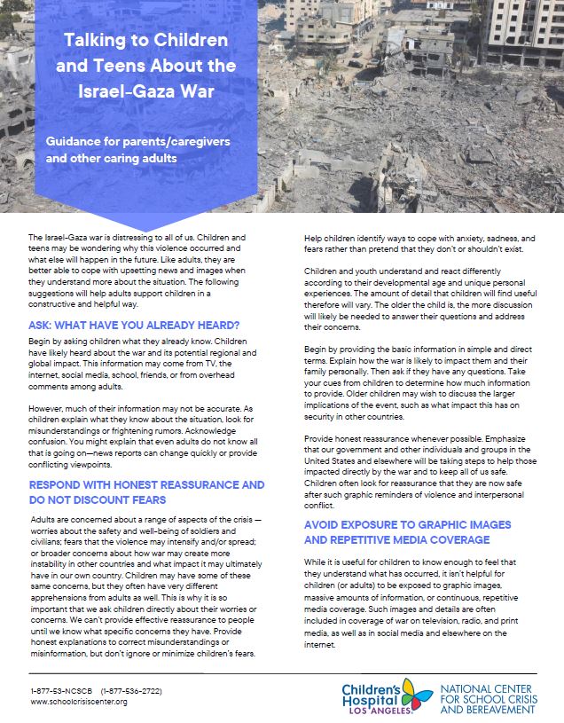 Talking to Children About Israel-Gaza War Cover